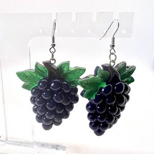 Grape Bunch Earrings - Large Fruit Earrings - Wine Earrings - Oversized Earrings